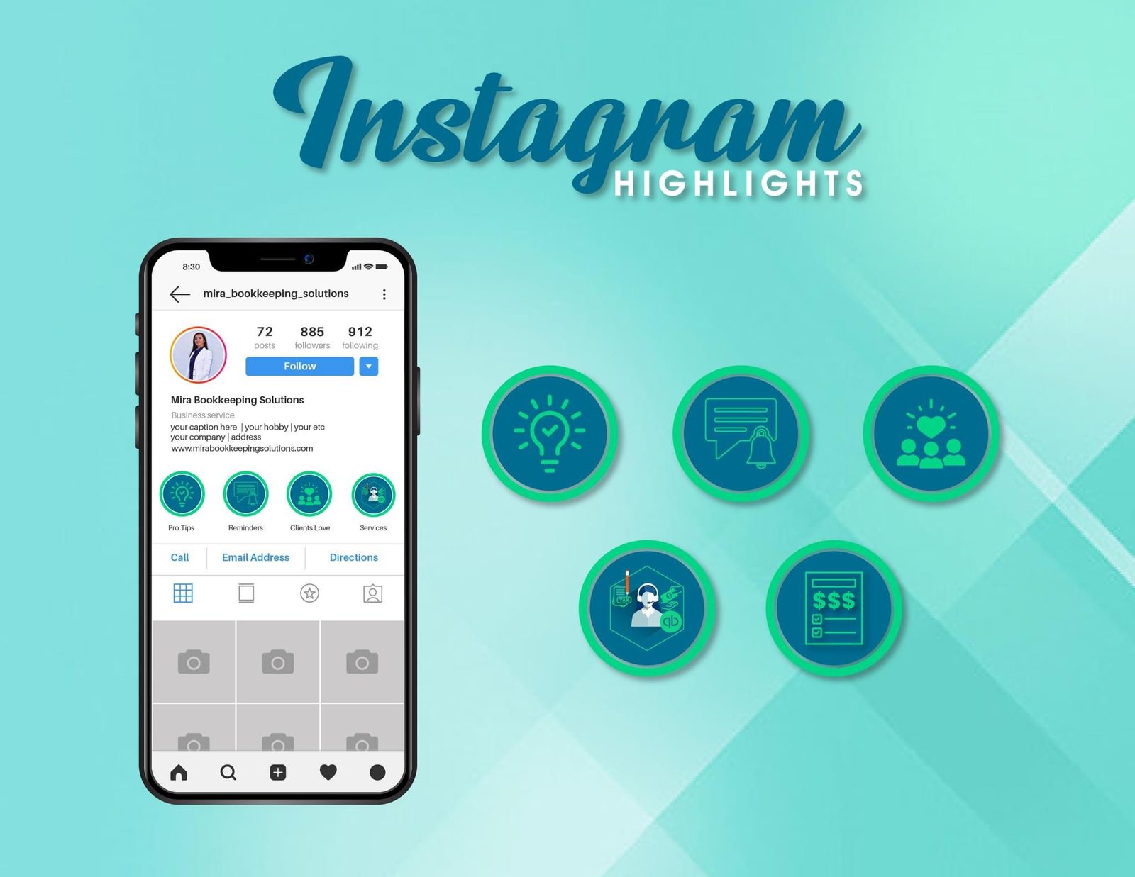 INSTAGRAM HIGHLIGHTS — BLUE design project